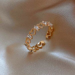 I love you hollow heart fashion ring women opening